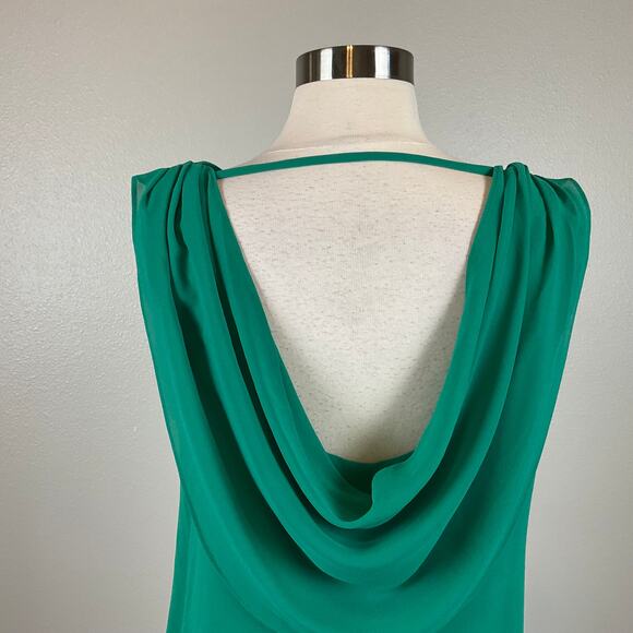 Vince Camuto Chiffon Sleeveless Cut Out Back Shift Dress Colorful Green Size 14 - Picture 7 of 10